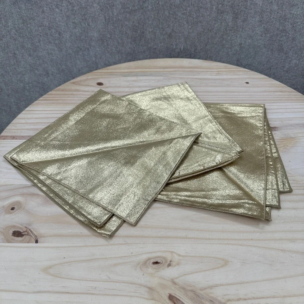 VTG Napkins 16x16 Gold Metallic Shimmer Set of 4 Christmas